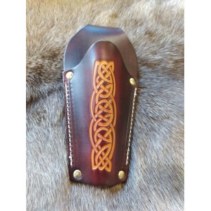 Pouch - Leather Secateurs Holster - Dark Brown and Tan - Celtic Design